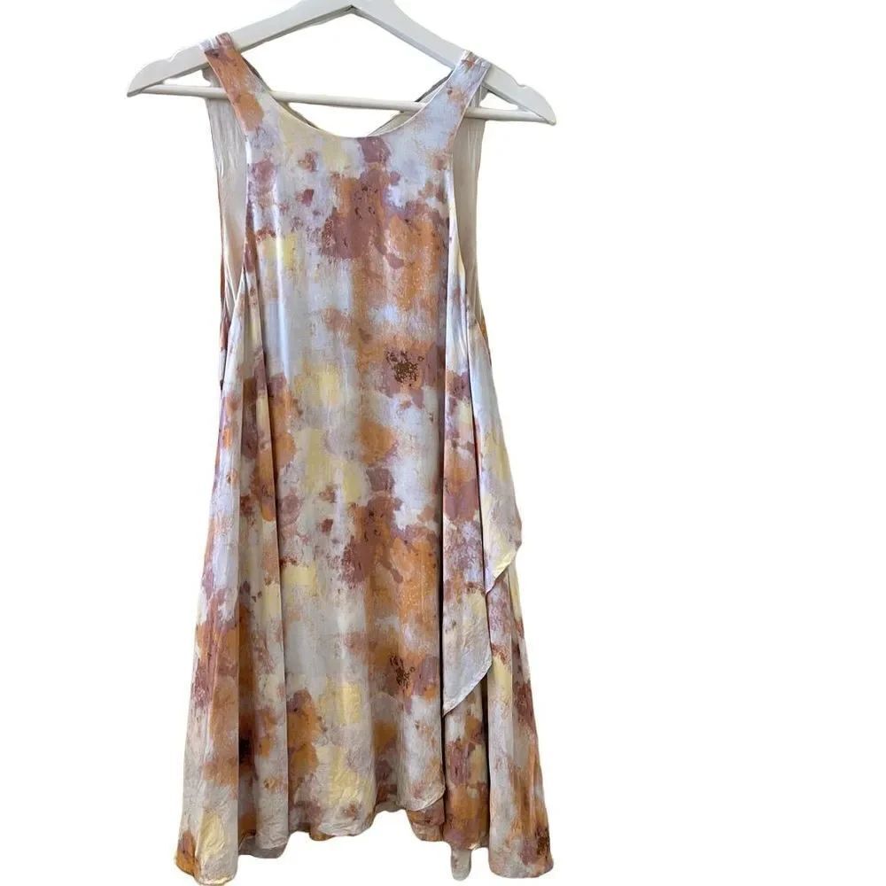 Urban outfitters Pastel Floral Tunic dress silence+ noise XS Ruffle Asymmetrical